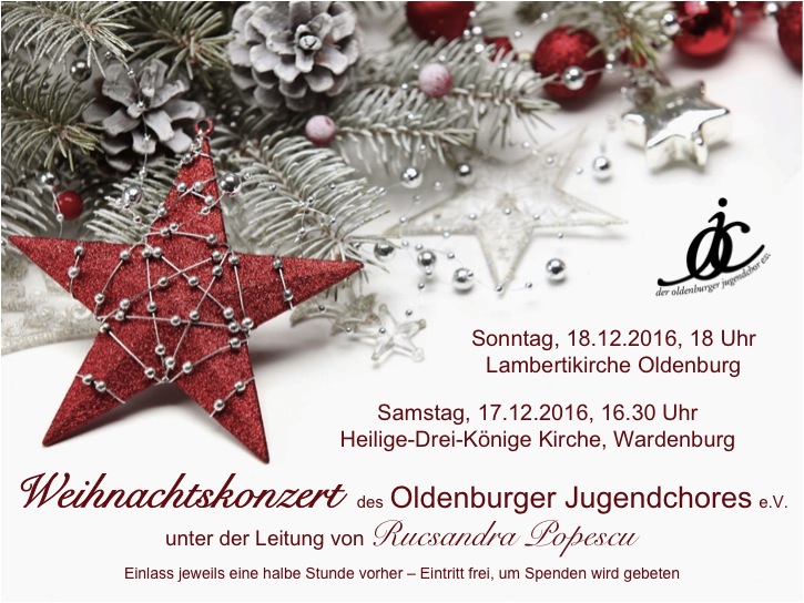 Plakat für die Weihnachtskonzerte 2016